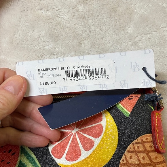 Dooney & Bourke Ambrosia tropical fruit print leather crossbody bag NWT - Picture 8 of 16